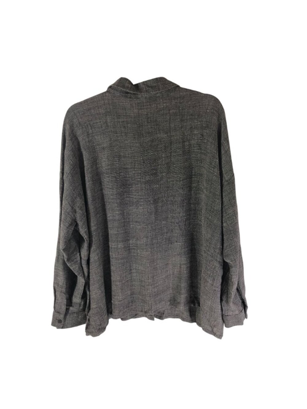 Eileen Fisher Womens Button-Down Shirt Gray L Linen Blend Oversized Relaxed Fit - Picture 2 of 6